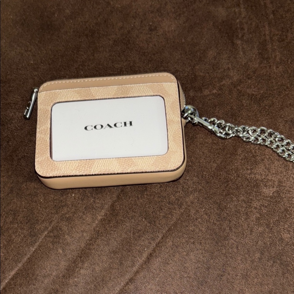 coach Zip Card Case in signature Canvas sand /silver/taupe - Picture 5 of 5